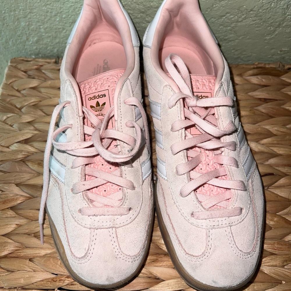 Adidas Women's Soft Pink and White Sneakers